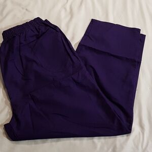 Sherly women's size 3X dark purple elastic waist scrub pants, EUC